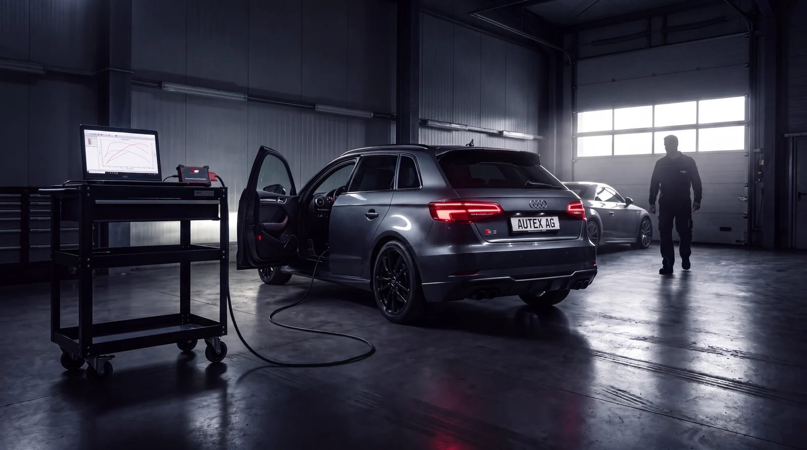 Leistungsoptimierung: Auslesen der Motorsteuerung an einem Audi S3 in der Werkstatt